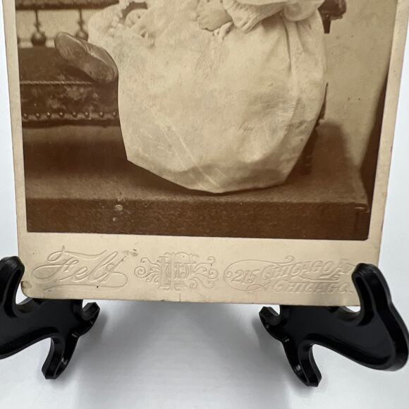 Antique Mounted Black White Photo Gown Baby 1800's 215 East Chicago Avenue - Picture 10 of 11
